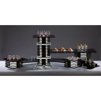 Elegant Squareline Buffet Stand - 18/10 Stainless Steel - Black - 24” x 24” x 13.5 cm