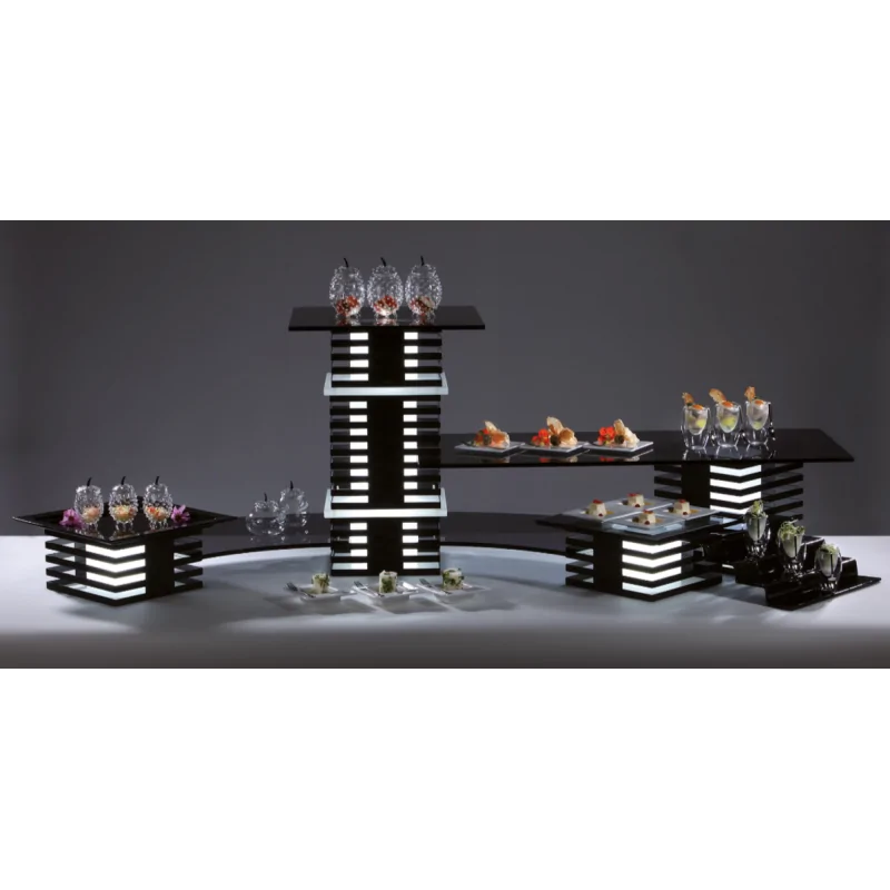 Elegant Squareline Buffet Stand - 18/10 Stainless Steel - Black - 24” x 24” x 25.5 cm Elegant Squareline Buffet Stand - 18/10 Stainless Steel - Black - 24” x 24” x 25.5 cm