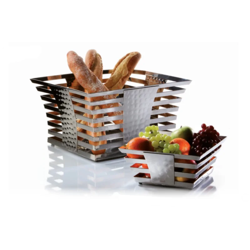 Elegant Skyline Fruit/Bread Basket - 18/10 Stainless Steel - Mirror Polished - 40x40x23.5 cm