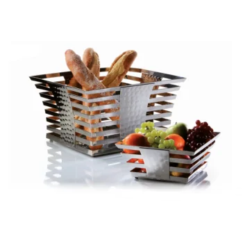 Elegant Skyline Fruit/Bread Basket - 18/10 Stainless Steel - Mirror Polished - 25 x 25 x 11.5 cm
