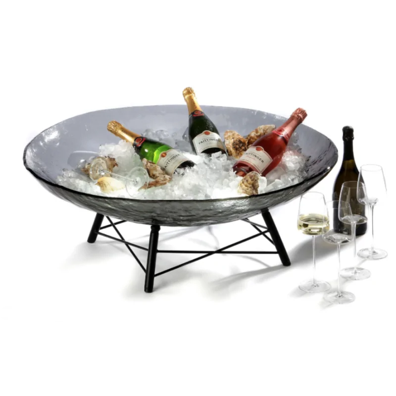 Elegant Crossline Buffet Display - Galvanised Steel - Matt Black Finish - Dimensions: 41.5 x 41.5 x 15.5 cm