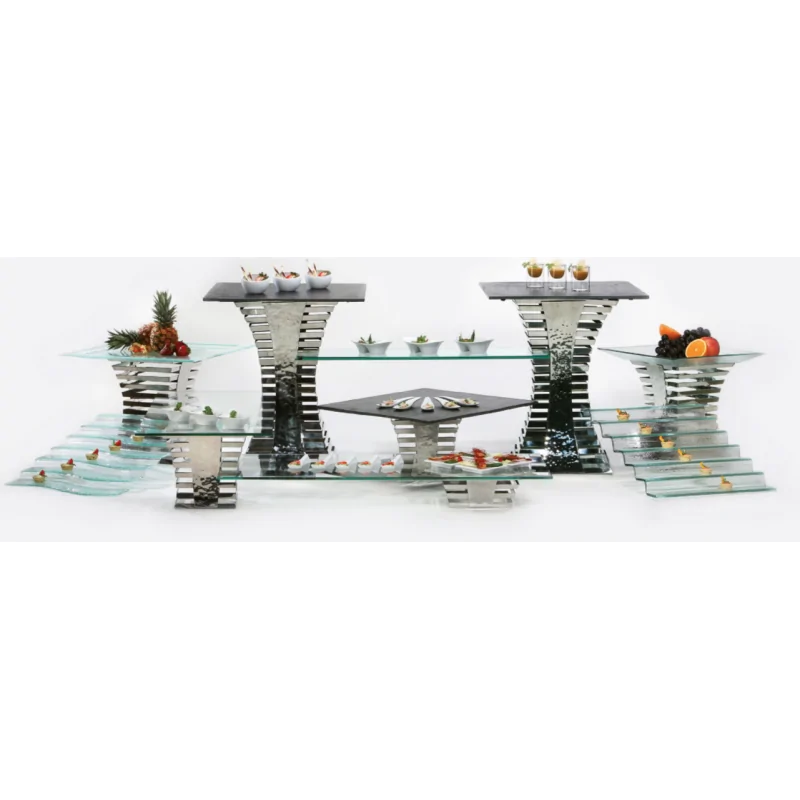 Elegant Skyline Buffet Stand - 18/10 Stainless Steel - Mirror Polished - 25 x 25 x 22.5 cm