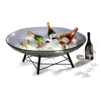 Elegant Crossline Buffet Display - Steel - Rust Finish - 41.5 x 41.5 x 15.5 cm