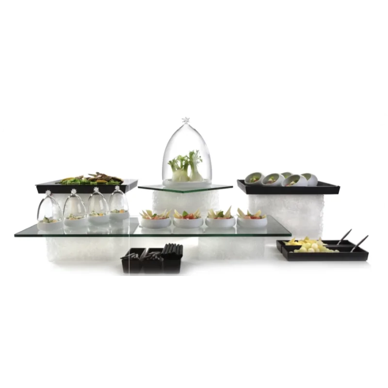 Elegant Textura Buffet Display - Transparent - 24” x 24” x 10.5 cm