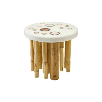 Elegant Sagano Buffet Display - Bamboo and Resin - White - Diam. 27 cm Ht 24 cm