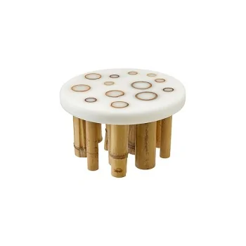 Elegant Sagano Buffet Display - Bamboo & Resin - White - Diam. 27 cm Ht 16 cm