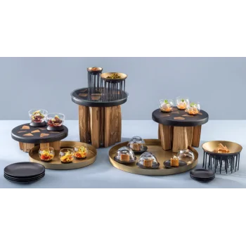 Elegant Buffet Display Stomp - Solid Oak/Resin - Black - Diam. 27 cm Ht 16 cm