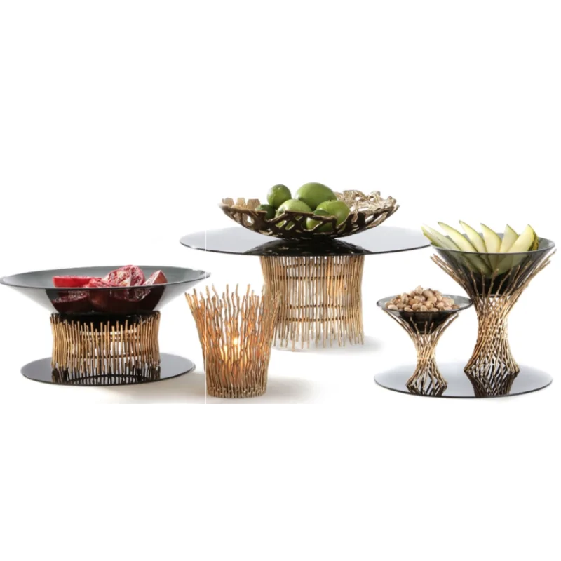 Elegant Somnia Buffet Display - Brass - Golden Finish - Diam. 21.5 cm - Ht 20.5 cm