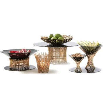 Elegant Somnia Buffet Display - Brass - Golden Finish - Diam. 21.5 cm - Ht 10.5 cm