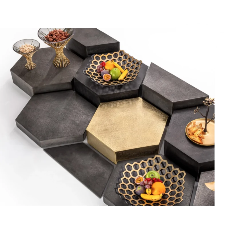 Elegant Buffet Display - Aluminium Structure - Nickel-Black Finish - 50 cm (Width) x 43.5 cm (Depth) x 15 cm (Ht)