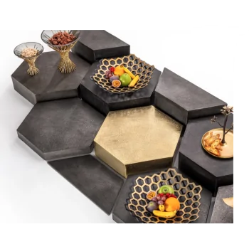 Elegant Buffet Display - Aluminum Frame - Graphite Finish - 50 x 43.5 x 5 cm