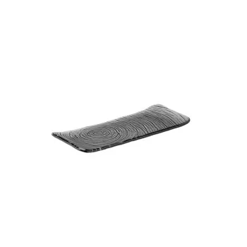 Elegant Dark Grey Glass Platter/Plate - 31 cm x 12.5 cm - Set of 6