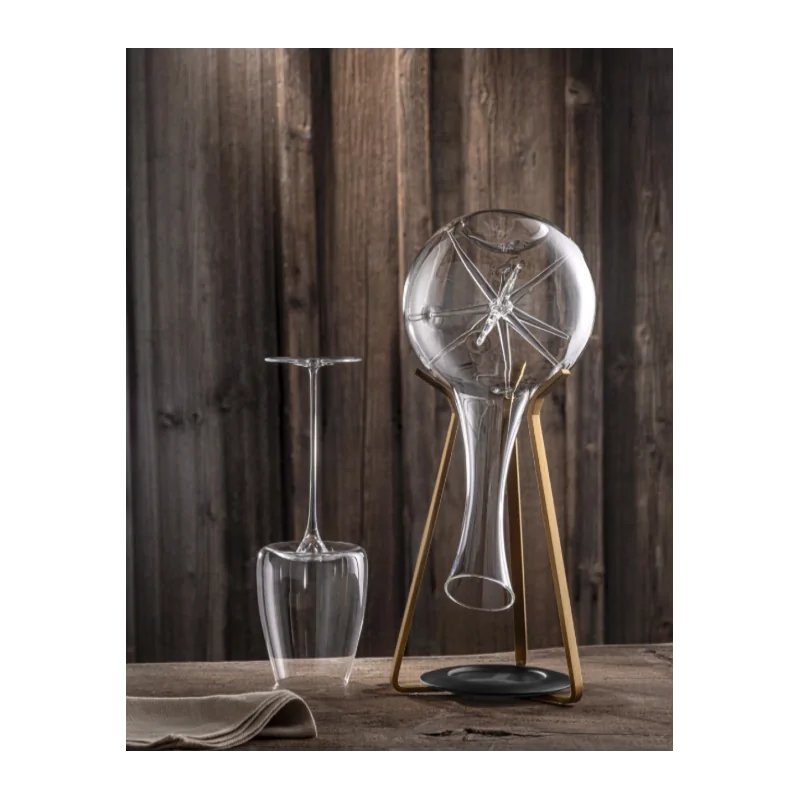 Elegant Drypod Display System - Stainless Steel with Brass Finish and Resin Drip Tray - 2-Part Set