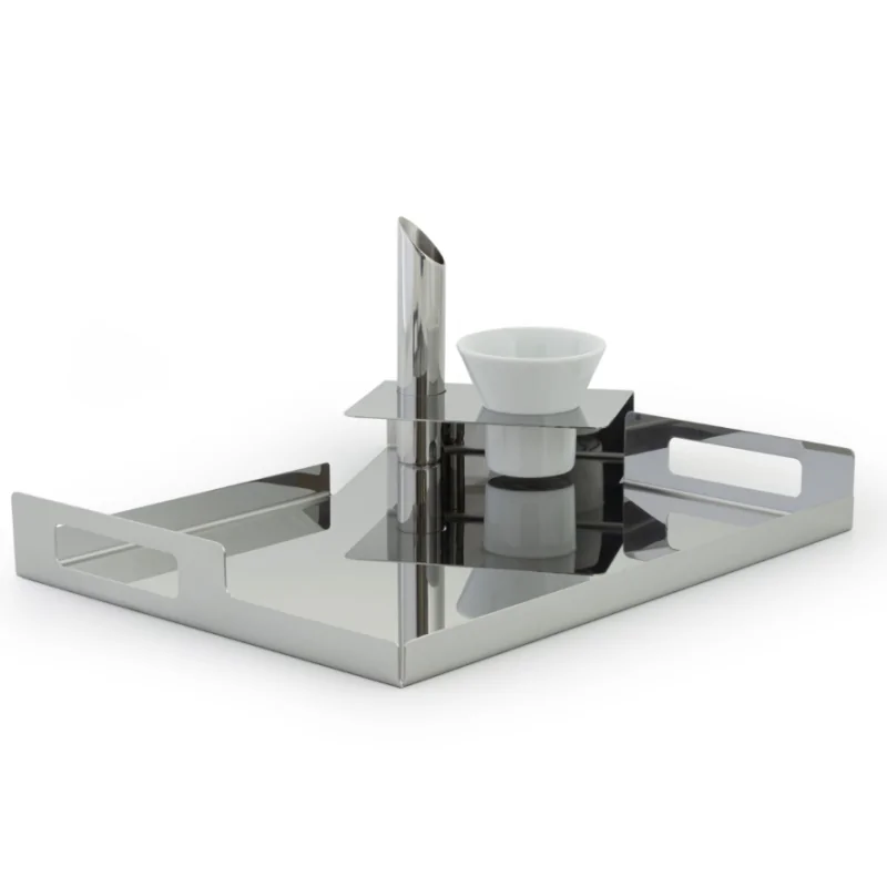 Polished Capuccino Tray With 1 Cup - 42 x 33 cm H: 5 cm Polished Capuccino Tray With 1 Cup - 42 x 33 cm H: 5 cm
