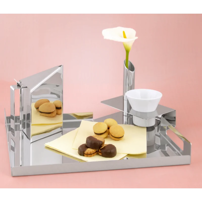 Polished Capuccino Tray With 1 Cup - 42 x 33 cm H: 5 cm Polished Capuccino Tray With 1 Cup - 42 x 33 cm H: 5 cm