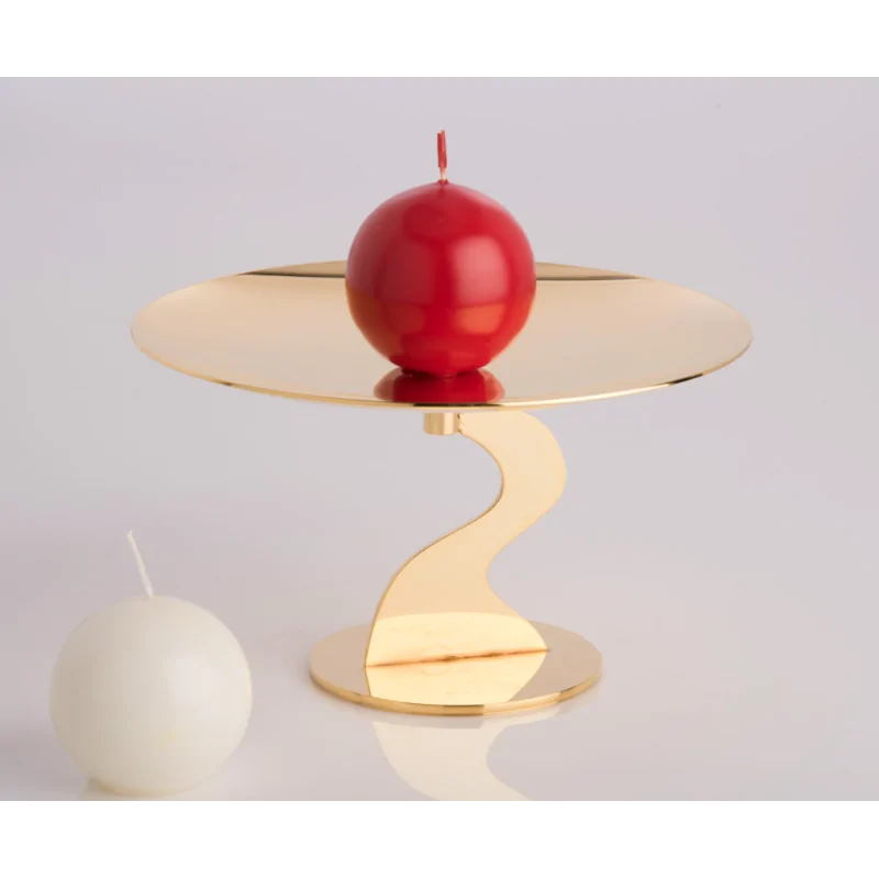 Polished Stand 1 Flat Plate - Dia: 28 cm H: 18 cm