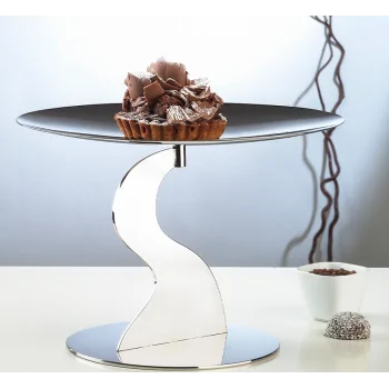 Polished Stand 1 Rounded Plate - Dia: 20 cm H: 16 cm