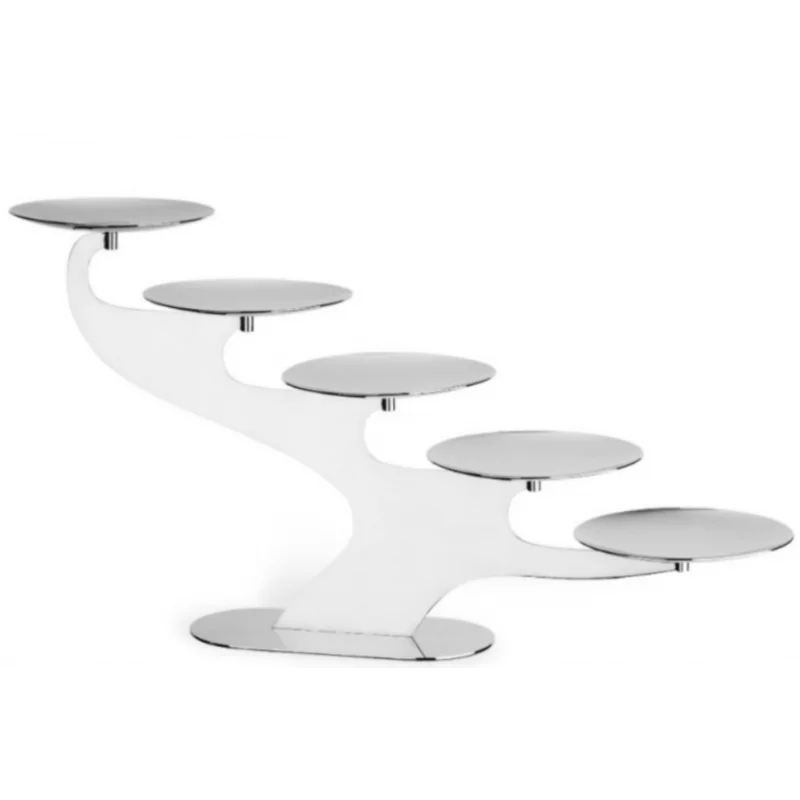 Polished Linear Stand 5 Rounded Plates - 80 x 20 cm H: 40 cm Polished Linear Stand 5 Rounded Plates - 80 x 20 cm H: 40 cm