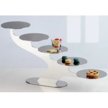 Polished Linear Stand 5 Rounded Plates - 80 x 20 cm H: 40 cm