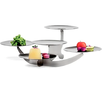 Polished Stand With 5 Rounded Plates - 84 x 61 cm H: 27 cm