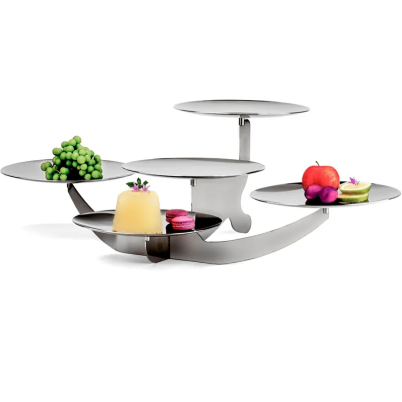 Polished Stand With 5 Rounded Plates - 84 x 61 cm H: 27 cm Polished Stand With 5 Rounded Plates - 84 x 61 cm H: 27 cm