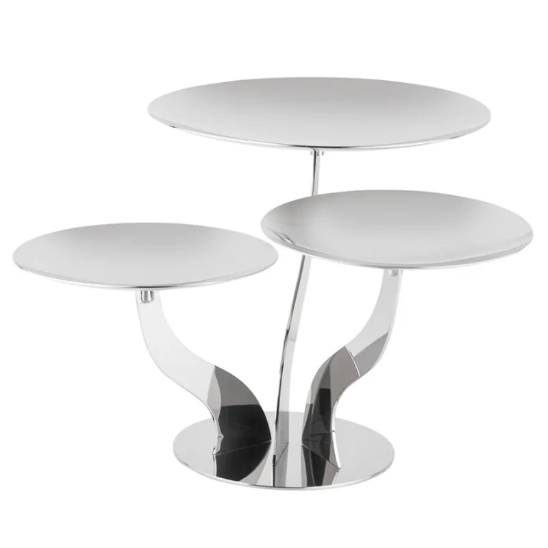 Polished Stand With 3 Rounded Plates - 46 cm H: 20 cm Polished Stand With 3 Rounded Plates - 46 cm H: 20 cm