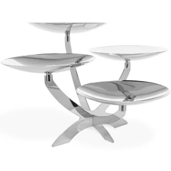 Polished Stand With 4 Curved Plated - Dia: 20 cm - 45 x 40 cm H: 28 cm