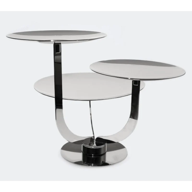 Polished Rotating Stand With 3 Curved Plate ( 1 Of Dia: 28 cm & 2 Of Dia: 20 cm) - Dia: 34 cm H: 29 cm Polished Rotating Stand With 3 Curved Plate ( 1 Of Dia: 28 cm & 2 Of Dia: 20 cm) - Dia: 34 cm H: 29 cm