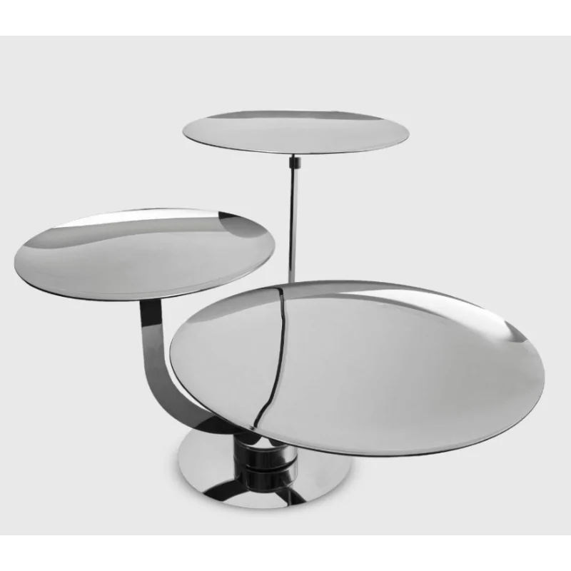 Polished Rotating Stand With 3 Curved Plate ( 1 Of Dia: 28 cm & 2 Of Dia: 20 cm) - Dia: 34 cm H: 29 cm Polished Rotating Stand With 3 Curved Plate ( 1 Of Dia: 28 cm & 2 Of Dia: 20 cm) - Dia: 34 cm H: 29 cm