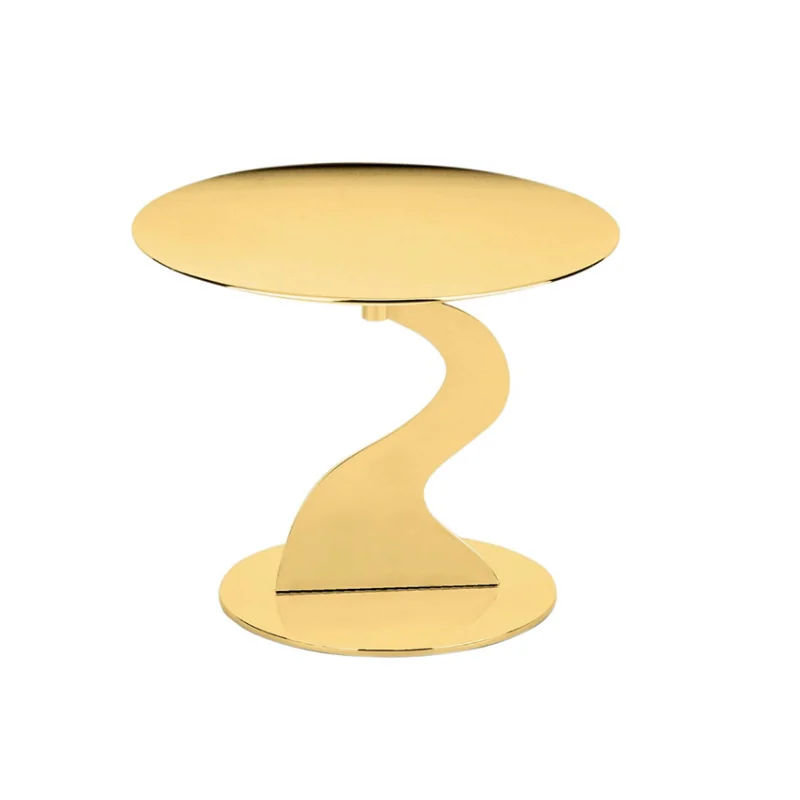 Gold Plated Stand 1 Rounded Plate - Dia: 20 cm H: 10.5 cm