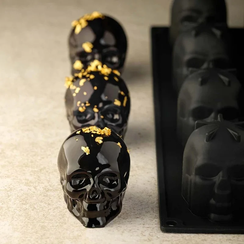 Pavoflex Professional Single Portion Silicone Mold - Skull by Fabrizio Fiorani - 50 mm x 70 mm x 60 h mm - 16 cavity - 120ml