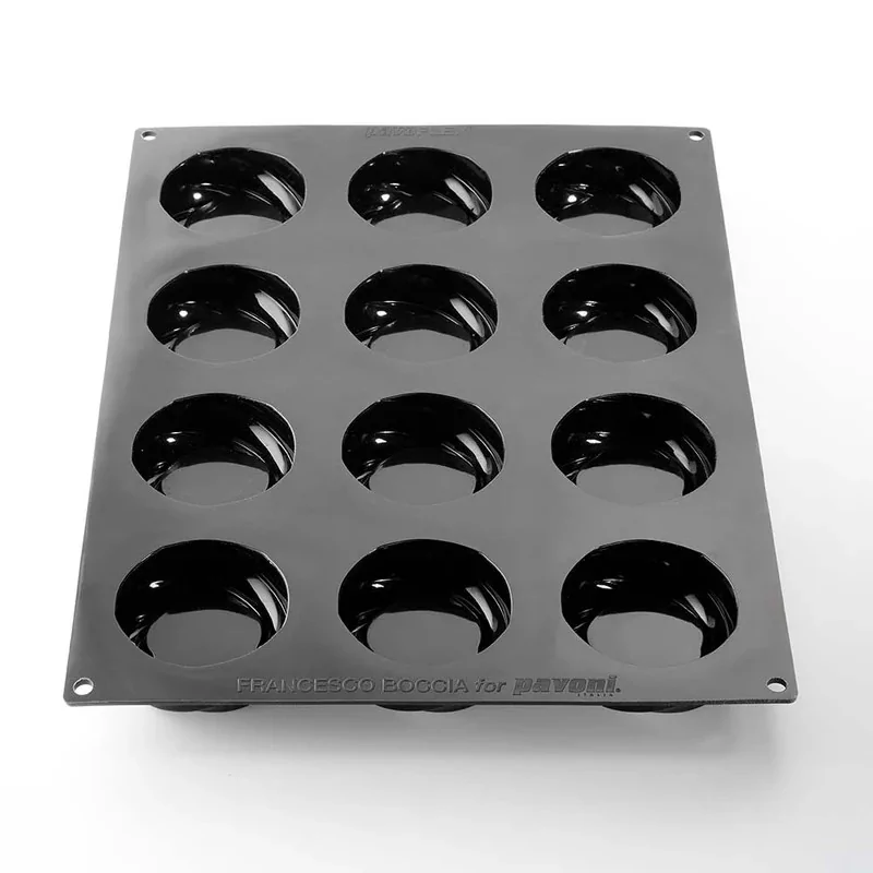 Pavoflex Professional Single Portion Silicone Mold - Karma by Francesco Boccia - ø 80 mm x 30 h mm - 12 cavity - 120ml