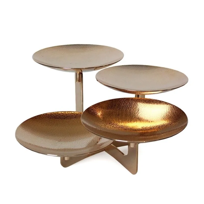 Gold Plated Stand With 4 Plates (Plate Thickness 1.5Mm) - 25 x 25 cm H: 25 cm