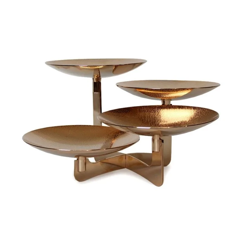 Gold Plated Stand With 4 Plates (Plate Thickness 1.5Mm) - 25 x 25 cm H: 25 cm