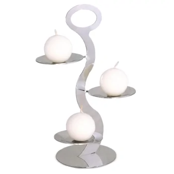 Polished Stand With 3 Small Plates - 15 x 9 cm H: 23 cm