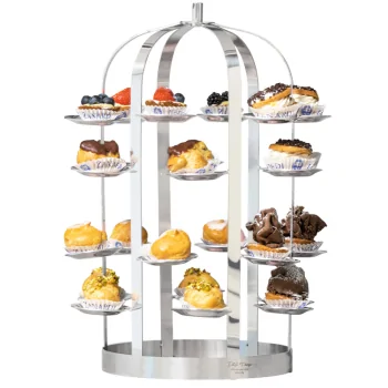 Polished Stand With 24 Small Plates - Dia: 32 cm H: 40 cm