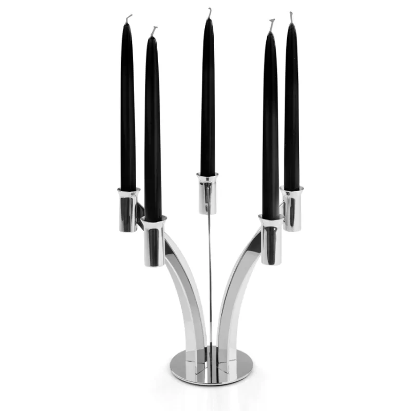 Polished 5 Flame Candleholder - 36.5 x 40 cm H: 35 cm