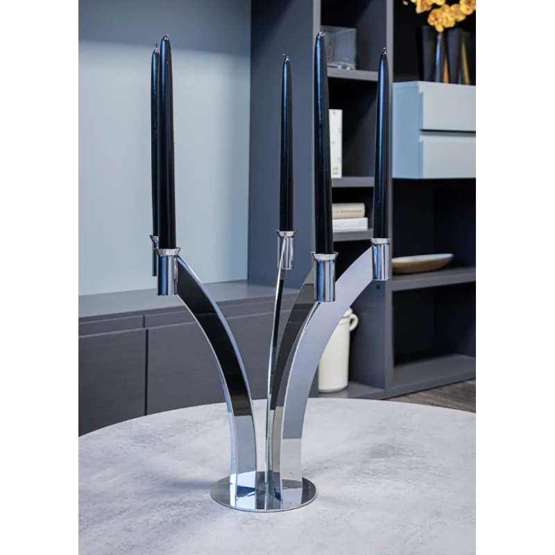 Polished 5 Flame Candleholder - 36.5 x 40 cm H: 35 cm