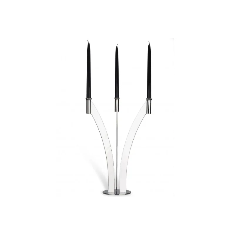 Polished 3 Flame Candleholder - 51.7 x 35 cm H: 50 cm