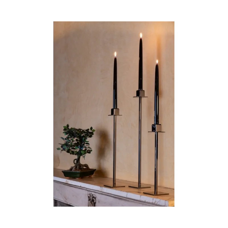 Polished 1 Flame Candleholder - 9 x 9 cm H: 33 cm