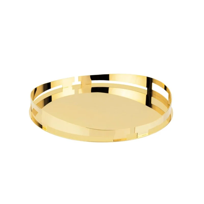 Gold Plated Round Tray - Dia: 35 cm H: 4.5 cm - Elleffe Design