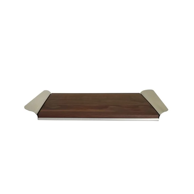 Polished Stainless Steel Tray With Canaletto Walnut Wood - 55 x 26 cm H: 5 cm Polished Stainless Steel Tray With Canaletto Walnut Wood - 55 x 26 cm H: 5 cm