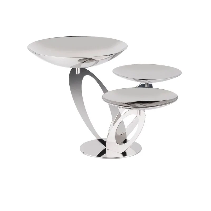 Polished Stand With 3 Rounded Plates - 46 cm H: 30 cm