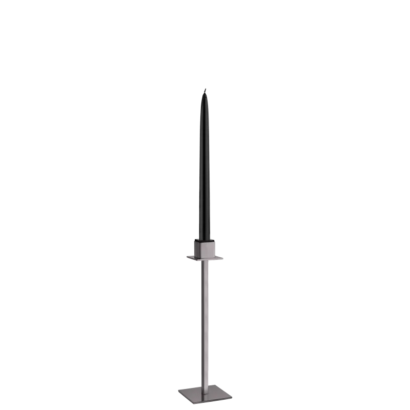 Polished Black 1 Flame Candleholder - 9 x 9 cm H: 33 cm