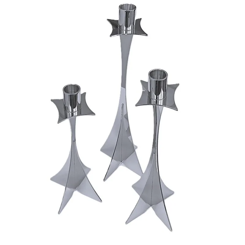Polished 1 Flame Candleholder - 8 x 8 cm H: 25 cm
