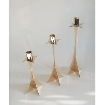 Gold 1 Flame Candleholder - 8 x 8 cm H: 25 cm