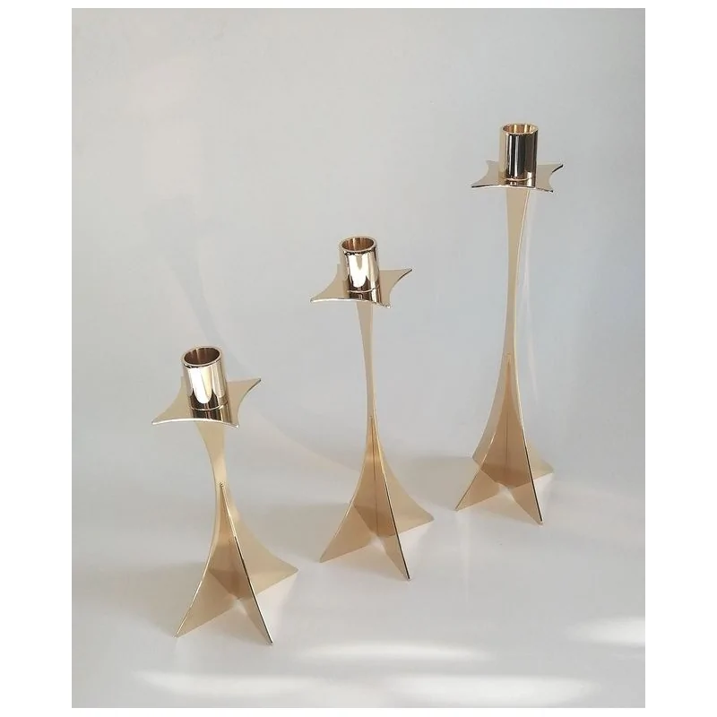 Gold 1 Flame Candleholder - 8 x 8 cm H: 30 cm