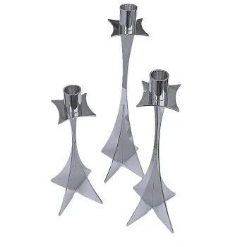 Polished 1 Flame Candleholder - 8 x 8 cm H: 30 cm