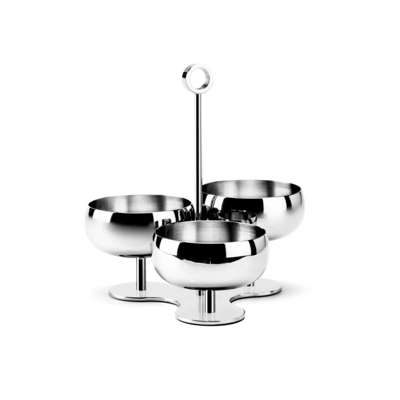 Polished Nuts Holder With 3 Cups - 22.5 x 20 cm H: 20 cm Polished Nuts Holder With 3 Cups - 22.5 x 20 cm H: 20 cm