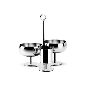 Polished Nuts Holder With 2 Cups & 1 Tube - 22.5 x 20 cm H: 20 cm